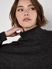 Apricot Grey Soft Touch Mock Neck Oversized Top - Image 4 of 4