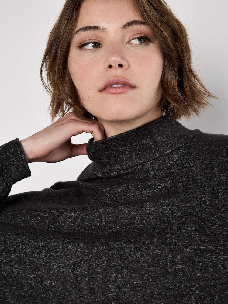 Apricot Grey Soft Touch Mock Neck Oversized Top - Image 4 of 4