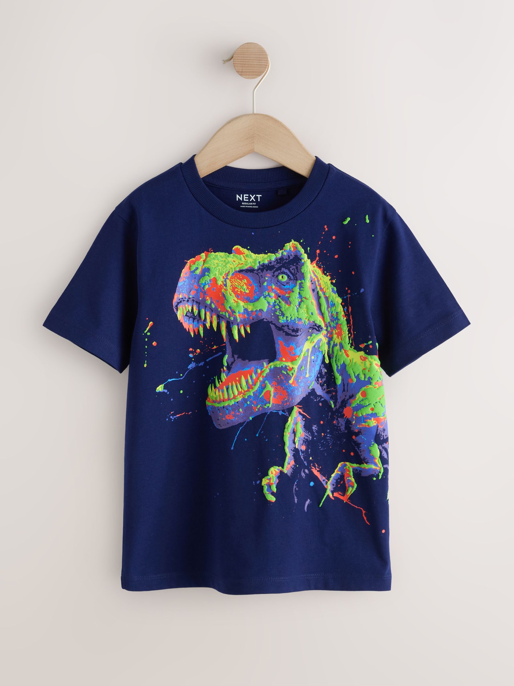 Buy Navy Blue Dino Regular Fit Short Sleeve Graphic T-Shirt (3