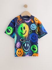 Темно-синий/разноцветный - Футболка свободного кроя с короткими рукавами и принтом (3-16лет) - Изображение 1 4