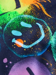 Темно-синий/разноцветный - Футболка свободного кроя с короткими рукавами и принтом (3-16лет) - Изображение 4 4