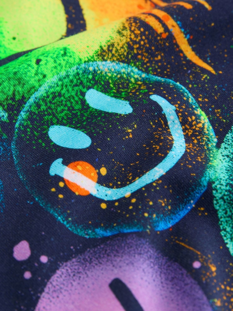 Темно-синий/разноцветный - Футболка свободного кроя с короткими рукавами и принтом (3-16лет) - Изображение 4 4