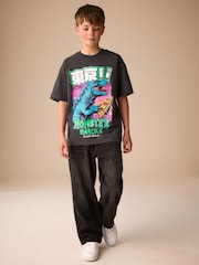 Charcoal Grey Pizza Short Sleeve Graphic T-Shirt (3-16yrs) - Image 2 of 4