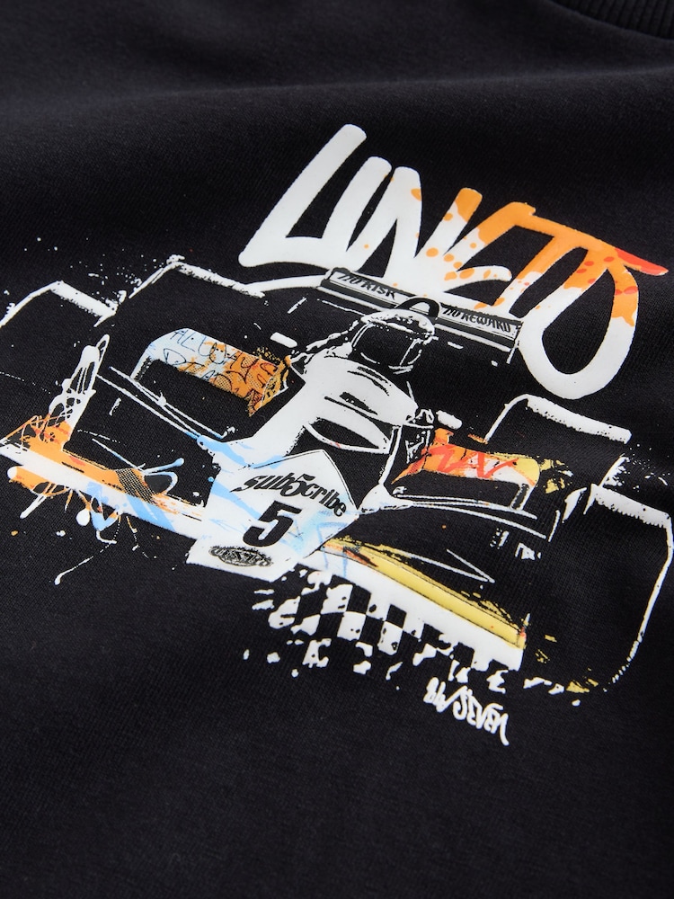 Black Race Car Short Sleeve Graphic T-Shirt (3-16yrs) - Image 5 of 5 Black Race Car Short Sleeve Graphic T-Shirt (3-16yrs) - Image 5 of 5