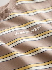 Mink Brown Stripe Short Sleeve Graphic T-Shirt (3-16yrs) - Image 3 of 4