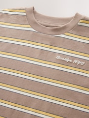 Mink Brown Stripe Short Sleeve Graphic T-Shirt (3-16yrs) - Image 4 of 4