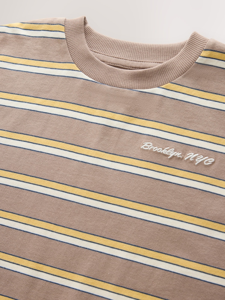 Mink Brown Stripe Short Sleeve Graphic T-Shirt (3-16yrs) - Image 4 of 4