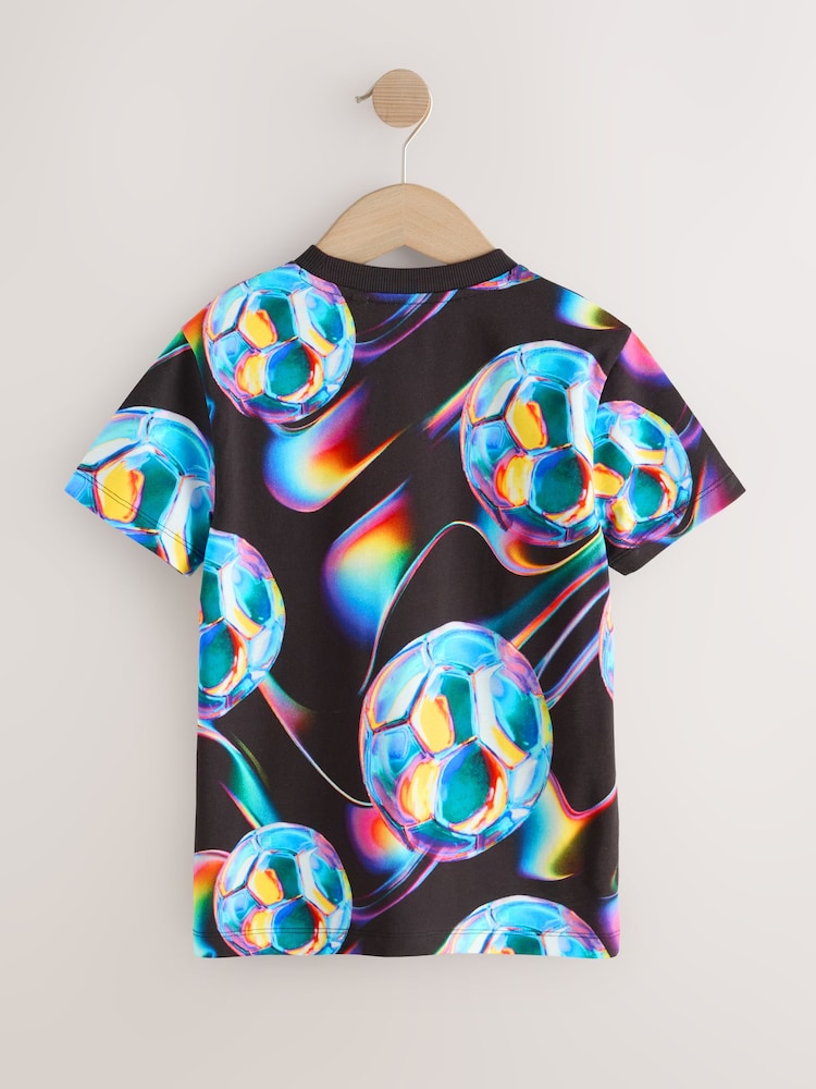 Preto/Multi - Camiseta de futebol com estampa de manga curta (3-16anos) - Imagem 2 de 4