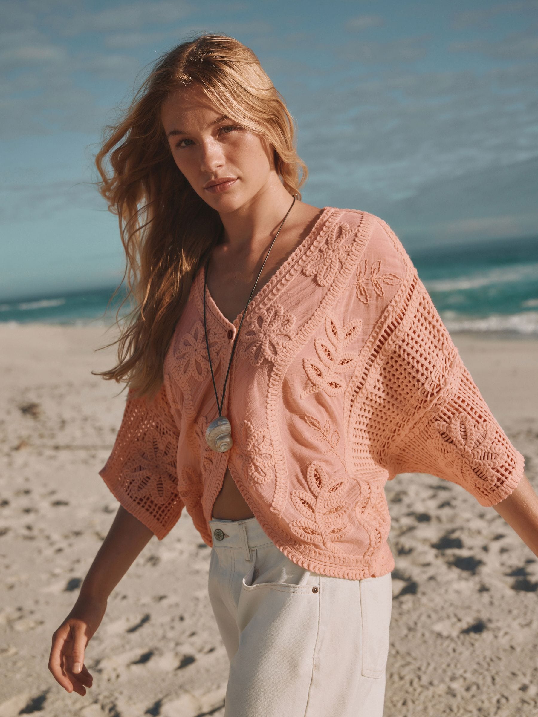 Buy Apricot Short Sleeve Crochet Cover-Up from Next USA