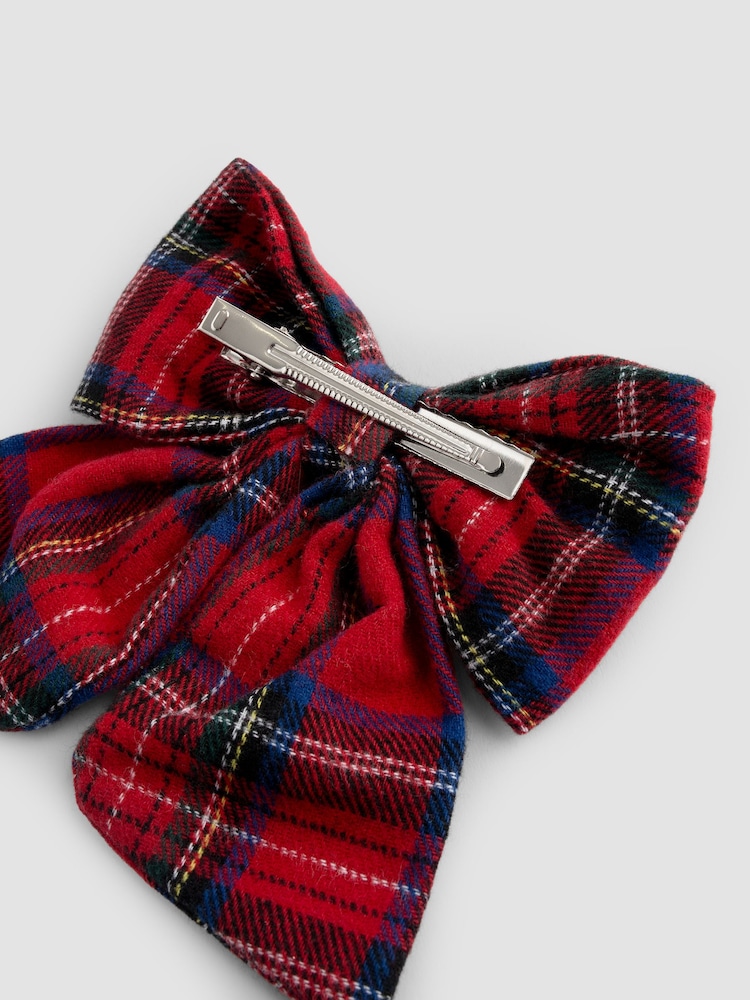 JoJo Maman Bébé Dark Red Large Tartan Bow - Image 4 of 4