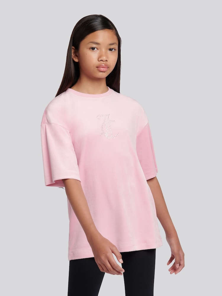 Juicy Couture Pink Velour Oversize T-Shirt - Image 1 of 7