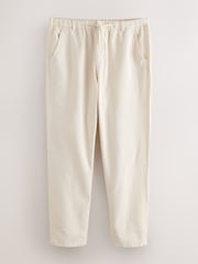 Ecru Regular Tapered Fit Linen Rich Blend Textured Trousers With Elasticated Waist - Image 7 of 9