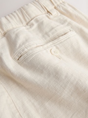 Ecru Regular Tapered Fit Linen Rich Blend Textured Trousers With Elasticated Waist - Image 9 of 9