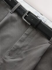 Light Grey Regular Tapered Fit Single Pleat Chino Trousers With Belt - Image 10 of 11