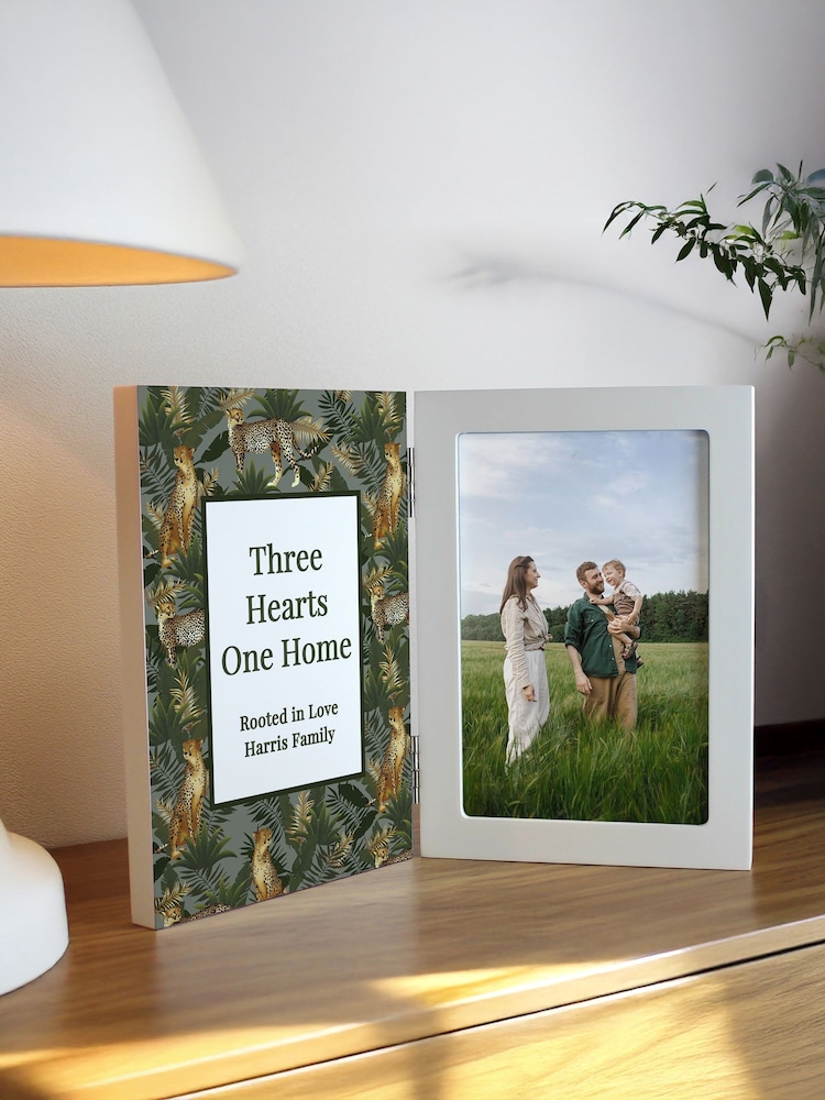 Personalised Leopard Print Hinged 6x4 Photo Frame by PMC - Image 2 of 4 Personalised Leopard Print Hinged 6x4 Photo Frame by PMC - Image 2 of 4