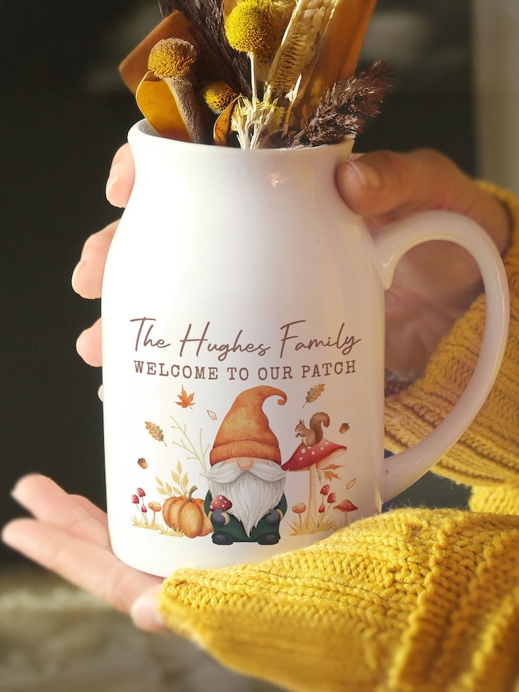 Personalised Autumn Gonk Flower Jug Vase by PMC - Image 3 of 3