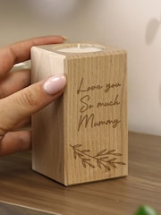 Personalised Botanical Wooden Tealight Holder by PMC - Image 2 of 3