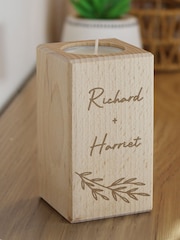 Personalised Botanical Wooden Tealight Holder by PMC - Image 3 of 3