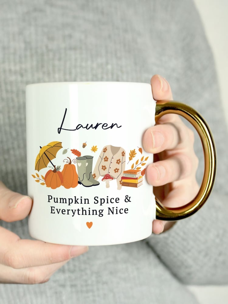Personalised Autumn Gold Handles Mug by PMC - Image 2 of 3