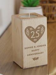Personalised Anniversary Wooden Tealight Holder by PMC - Image 3 of 3