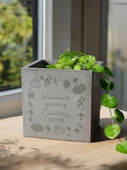 Personalised Pumpkin Concrete Plant Pot by PMC - Image 1 of 3