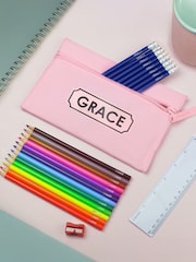 Pink Pencil Case with Personalised Pencils by PMC - Image 1 of 3