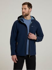 Mountain Warehouse Blue Exodus Mens Showerproof Softshell Coat Jacket - Image 1 of 4