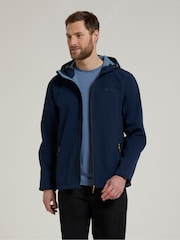 Mountain Warehouse Blue Exodus Mens Showerproof Softshell Coat Jacket - Image 2 of 4