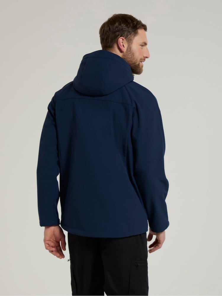 Mountain Warehouse Blue Exodus Mens Showerproof Softshell Coat Jacket - Image 4 of 4