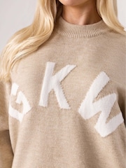 Gym King Oatmeal Marl Restore Knit Crew Neck Jumper - Image 7 of 8