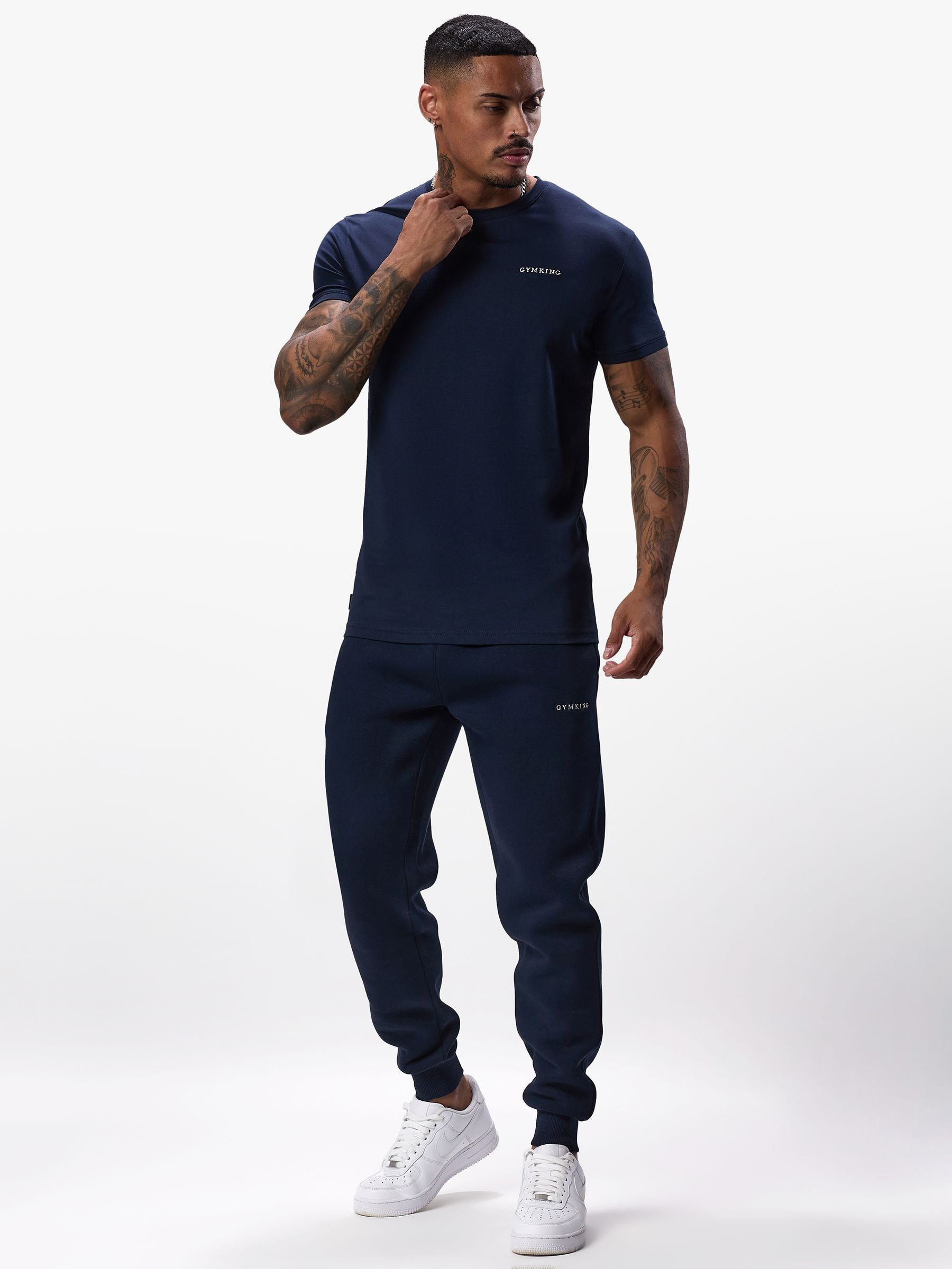 Gym King Men's Navy Blue Fundatal Linear T-Shirt