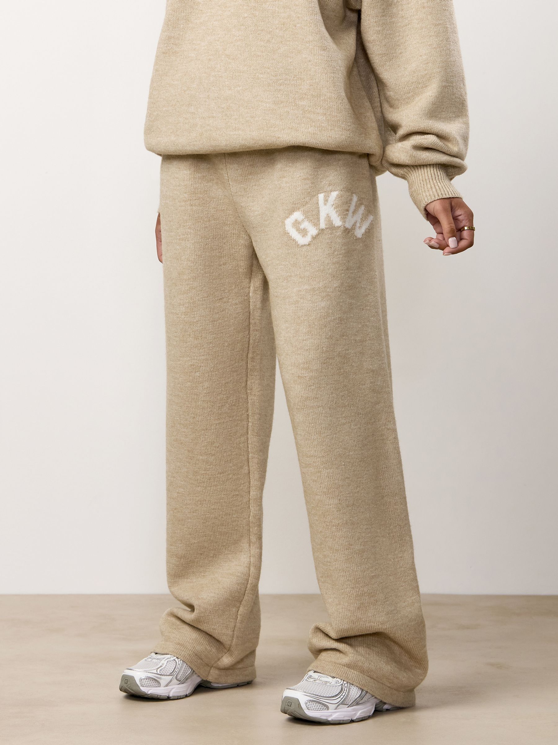 Buy Gym King Oatmeal Marl Restore Knit Straight Leg Joggers from