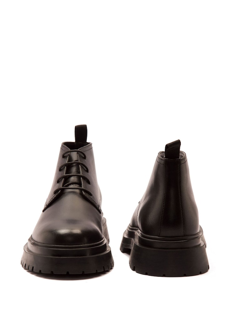 Off The Hook Black Hardrock Leather Lace-Up Chukka Ankle Boots - Image 6 of 6 Off The Hook Black Hardrock Leather Lace-Up Chukka Ankle Boots - Image 6 of 6