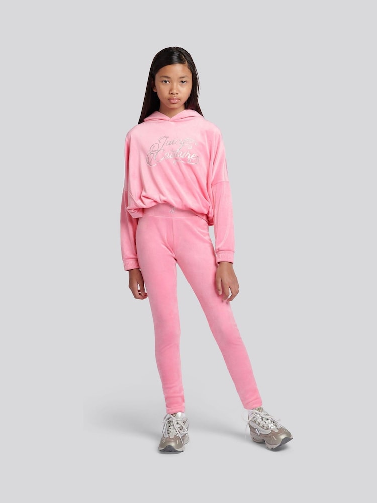 Juicy Couture Pink Relaxed Over-The-Head Hood & Velour Leggings Set - Image 1 of 11 Juicy Couture Pink Relaxed Over-The-Head Hood & Velour Leggings Set - Image 1 of 11