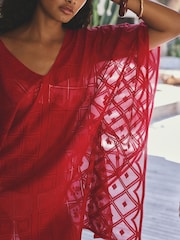 Red Lace V-Neck Poncho - Image 5 of 8