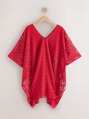 Red Lace V-Neck Poncho - Image 6 of 8