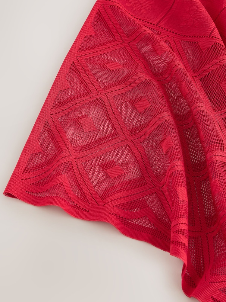 Red Lace V-Neck Poncho - Image 8 of 8