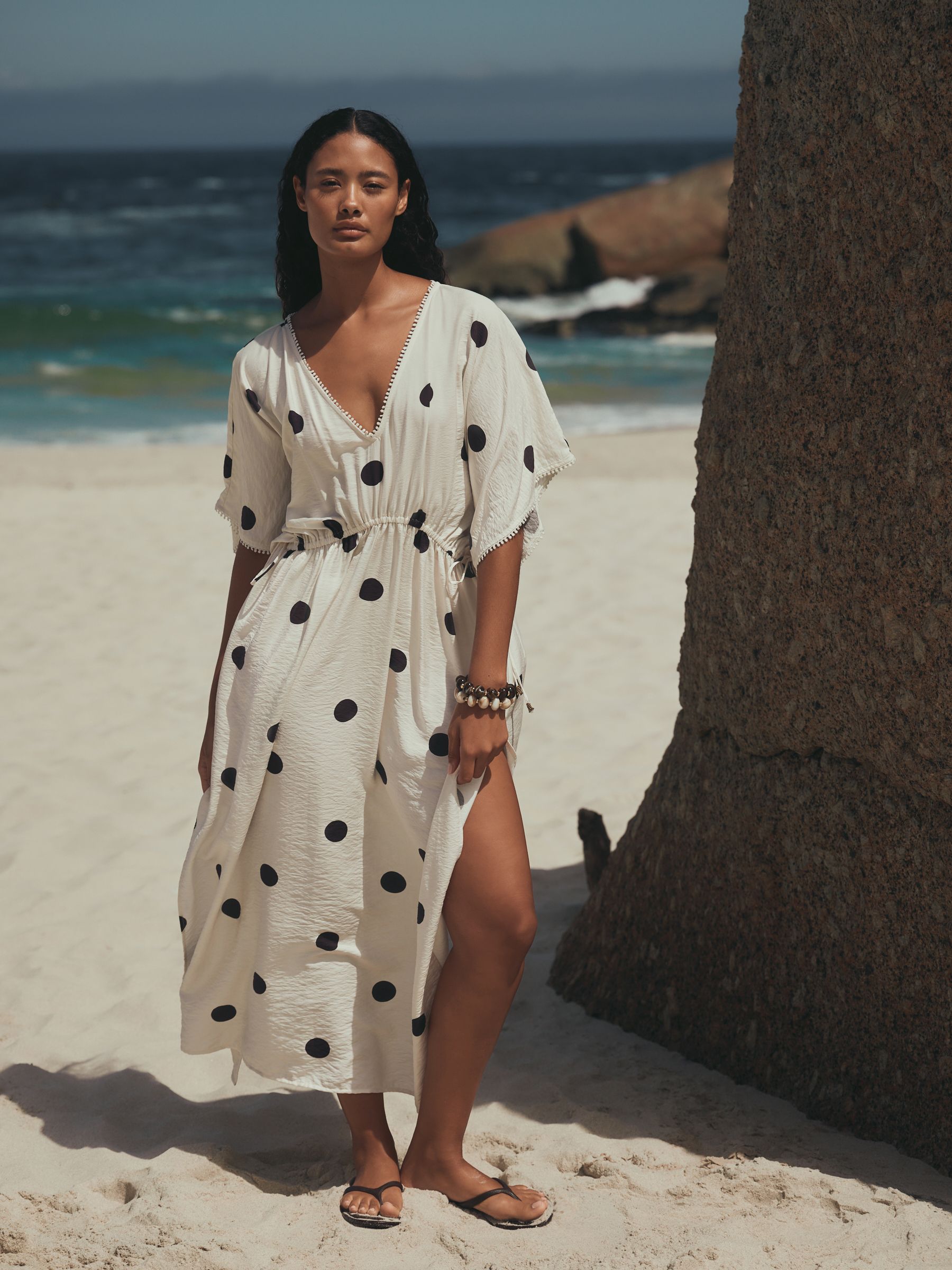 Buy Black/White Polka Dot Maxi Kaftan from Next USA