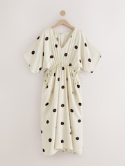 Black/White Polka Dot Printed Maxi Kaftan - Image 1 of 4
