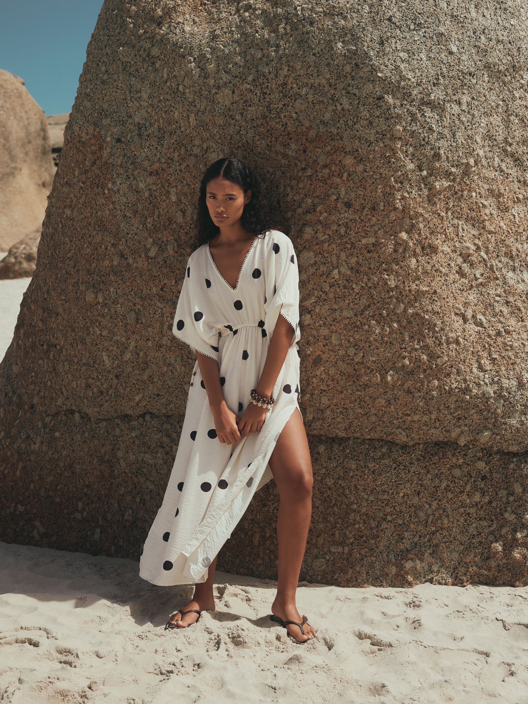 Buy Black/White Polka Dot Maxi Kaftan from Next USA