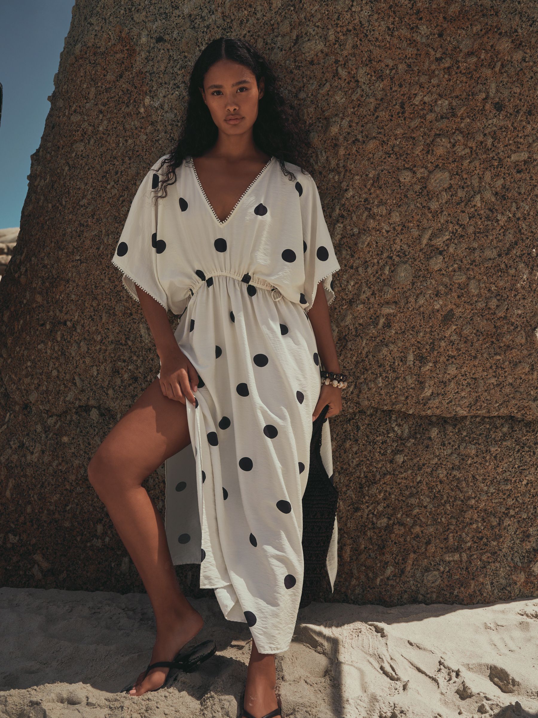 Buy Black/White Polka Dot Maxi Kaftan from Next USA