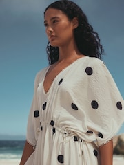 Schwarz/Weiss, Punkte - Printed Maxi Kaftan - Bild 5 von 10