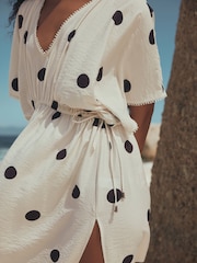 Schwarz/Weiss, Punkte - Printed Maxi Kaftan - Bild 6 von 10