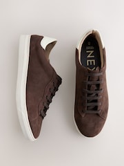 Chocolate Brown Forever Comfort® Leather Lace-Up Trainers - Image 1 of 9