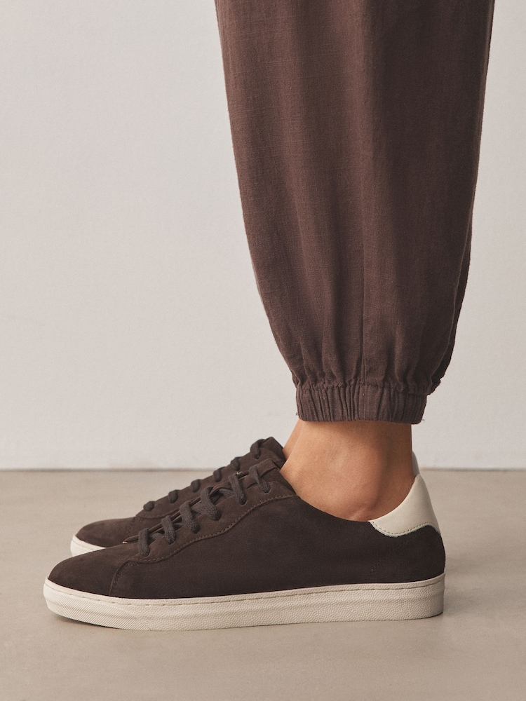 Chocolate Brown Forever Comfort® Leather Lace-Up Trainers - Image 2 of 9