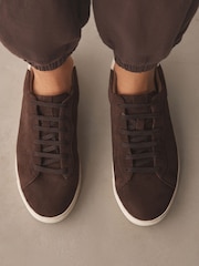 Chocolate Brown Forever Comfort® Leather Lace-Up Trainers - Image 4 of 9