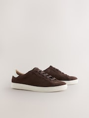 Chocolate Brown Forever Comfort® Leather Lace-Up Trainers - Image 6 of 9