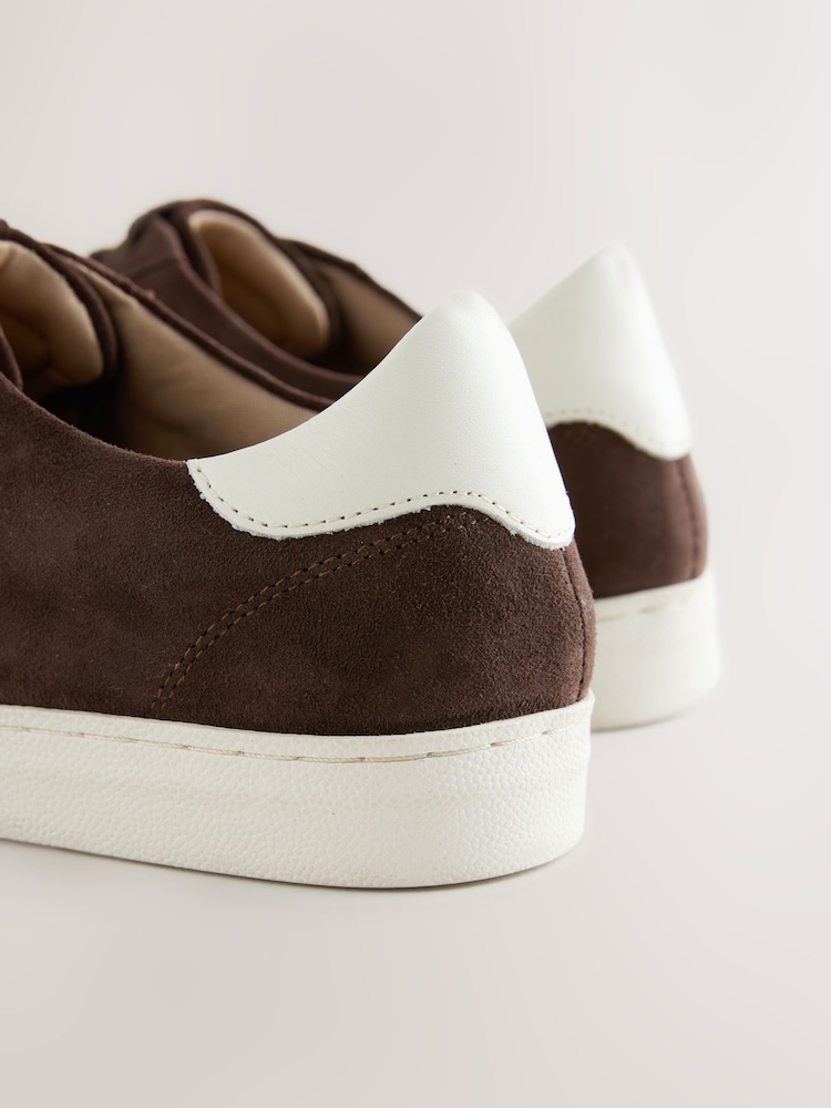 Chocolate Brown Forever Comfort® Leather Lace-Up Trainers - Image 9 of 9