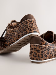 Leopard N.Premium Leather Slim Sole Charm Lace Up Trainers - Image 4 of 5