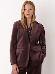 Whistles Brown Cotton Velvet Tailored Blazer - Image 1 of 4